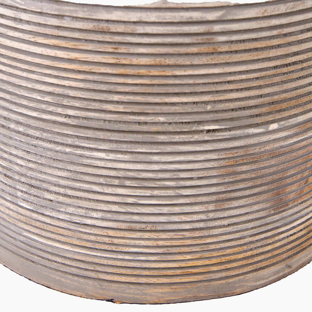 Nelu Grey Engraved Wood Dome Table Lamp Base